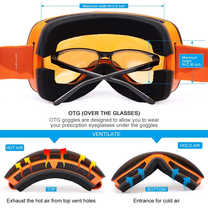 Supertrip Professional Ski Goggles for Men and Women Double Lens Anti-Fog Big Spherical Skiing Unisex Multicolor Snow Goggles - Image 3